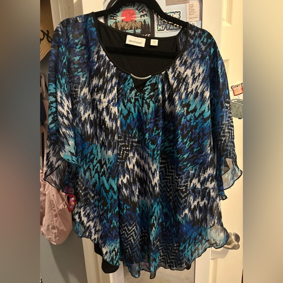 Avenue Tops - 326- Avenue Teal & Blue Printed Layered Chiffon Top